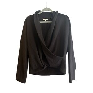Vince Womens Black Cashmere Wrap Front Sweater Size L G